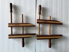 RARE Vintage Stanley 150th Anniversary Pair Of Wooden Handscrew Clamps, Parallel picture