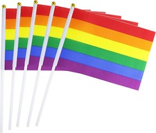 10Pcs Wholesale Rainbow LGBT Gay Pride Carnival Festival Hand Waving Flags M-2 picture