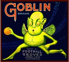 Yorba Linda Goblin Halloween Orange Citrus Fruit Crate Box Label Art Print picture
