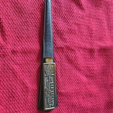 Old Second National Bank Aurora IL Metal Letter Opener with Leather Sheath picture