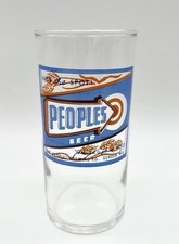 Vintage 40s Peoples Beer Glass Oshkosh Wisconsin Breweriana Barware Misprint picture