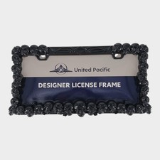 United Pacific Die-Cast Metal Skull License Plate Tag Frame Holder for Car/Truck picture