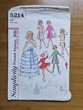 Vtg Simplicity Sewing Pattern Doll Clothes 5214 Tammy Jan 1960 Fashion Cut Sz 12 picture