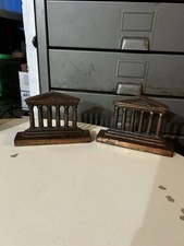 Vintage K.S Roman Column USA Patriotic Metal Library Bookends picture