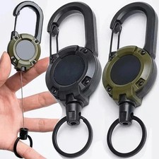 3Pcs Heavy Duty Retractable Keychain Carabiner Badge Holder Steel Wire Cord Reel picture