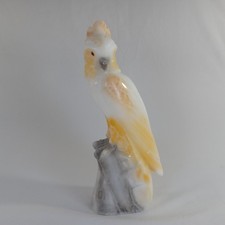 Vintage Hand Carved Marble Cockatoo Bird Sculpture Figurine 10