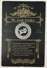 Antique 1905 Victorian Funeral Mourning Card Memento Mori Stranskey Gothic    N2 picture