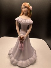 Vintage Enesco Growing Up Birthday Girl Figurine Age 16 Years picture