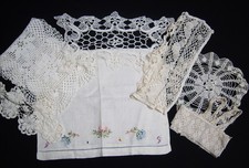 Lot of 7 Vtg Handmade Doilies for Crafting Various Sizes,Shapes White & Cream picture