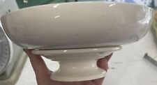 Vintage Shallow Pedestal 8” Serving Bowl Dish Crazed & Chippy Off White picture