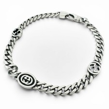Excellent condition GUCCI 678660 Interlocking G Model Chain Bracelet AG925 Silve picture