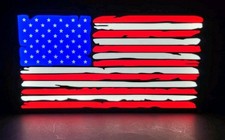 American Flag LED Light Box | Rustic Distressed USA Flag Lamp | Patriotic Decor picture