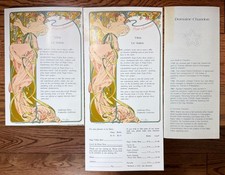Vintage 1970s Domaine Chandon Napa Valley Mucha Art Menu Cards & Winery Brochure picture
