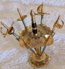 Vintage Toledo miniature cocktail swords Toothpicks Set Of 6 Damascene  picture