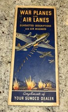 WAR PLANES and AIR LANES WW2 Identify Guide/Maps SUNOCO Rare Good cond 1940s picture