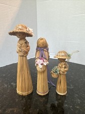 Vintage Straw Dolls - Set of 3 Meticulously Crafted Straw Figurines picture