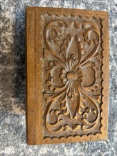 Antique Magic Box Hand Carved Wood Jewelry Trinket Box w/ Hidden Keyhole  picture