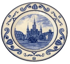 NEW ORLEANS LA  Antique ST LOUIS CHURCH JACKSON SQ Souvenir CROWN DUCAL PLATE picture