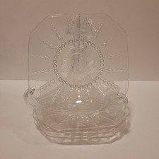 4 Vtg Depression Era Federal Glass Company 6” Square Dessert Bread Plates  picture
