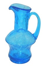 Original Vintage Blue Crackle Glass Art Deco Mini Vase DR23 picture