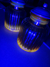 Vintage Artland Amberina Apothecary Canisters (Pair) – Reactive Cadmium Glow picture