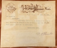 The G. F. Brunt Porcelain Works 1893 Antique Letterhead East Liverpool Ohio  picture