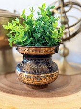 Handmade Engraved Copper Vase, Decorative Collectible, 3.5 Inch Height picture