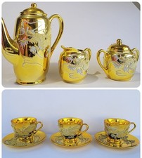 Vintage Jps Gold Moriage Dragonware 9-Ps Tea Set - Pot, Creamer, Sugar Bowl  picture