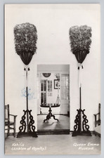 Kahilis Emblem of Royalty Queen Emma Museum Honolulu Hawaii RPPC Postcard picture