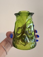 Vintage Viking Glass Avocado Green Owl Fairy Lamp TOP ONLY Good VTG Cond picture
