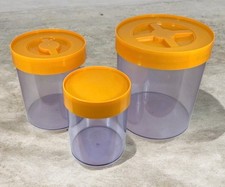 Vintage MCM Danish Nesting Canisters Set (3) Erik Kold Plast Acrylic Orange Lids picture