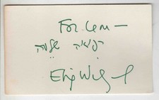 Elie Wiesel Signed 3x5 Index Card picture