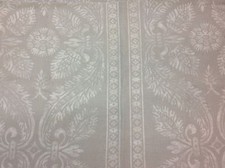 Vervain Fabric- 100% Linen Damask Scroll- Chapelle/Linen- REMNANT (46