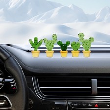 5Pcs Mini Glass Cactus Figurine Set – Vibrant Table Décor Ornaments picture