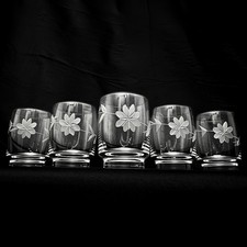 SET of 5 Kristall Mundgeblasen Lausitzer Glas RARE Crystal Glasses Made in GDR picture