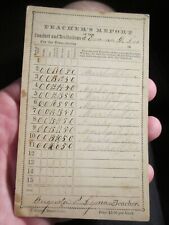 ANTIQUE TEACHER'S REPORT CARD CIRCA 1800'S SIGNED BBA-40 picture