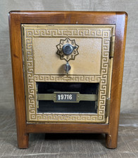 Vintage Handcrafted Wood Post Office Footed Box Door Bank Combination Lock picture
