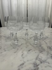 VINTAGE RARE SPODE CHRISTINE CLEAR CRYSTAL COUP 6.5” WINE GLASSES SET OF (5) picture