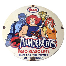 Vintage Esso Gasoline Sign - ThunderCats Toys Action Figure Porcelain Gas Sign picture