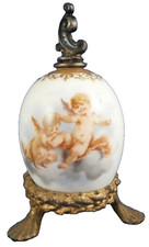 Antique 19thC KPM Berlin Porcelain Angel Scenic Perfume Bottle Egg Flacon German picture