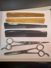 VTG F.W.ENGELS Barbers Hair Scissors-DIANE Thinning Shears-Hard Rubber Combs Lot picture