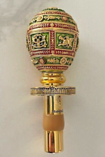 Mod FABERGE Imperial Napoleonic Egg Green Gold Wine Bottle Stopper w Twist Lock picture