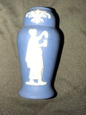 Jasperware Blue And White Miniatures Vase 3-1/8” - Germany picture