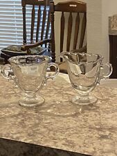 Vintage 1950s Fostoria sugar bowl/creamer pitcher clear crystal#2630 Century USA picture