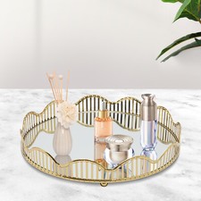 Gold Luxury Glass Mirror Tray, Perfume Tray For Dresser, Bathroom, Living Room picture