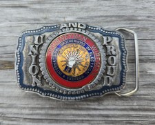 Vintage IBEW Union & Proud Belt Buckle - Union Made USA  picture