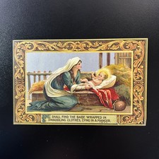 B.B. London Birn Brothers Nativity Postcard Mary & Infant Jesus Luke 2:12 picture