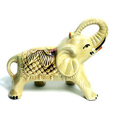 CERAMIC CIRCUS ELEPHANT FIGURINE IRIDESCENT Carnival Glaze Exotic Sanctuary Boho picture