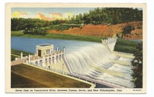Dover Dam OH Postcard New Philadelphia Ohio Tuscarawas River picture