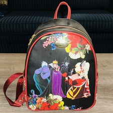 Loungefly Disney Disney Villains Floral Mini Backpack Black Red picture